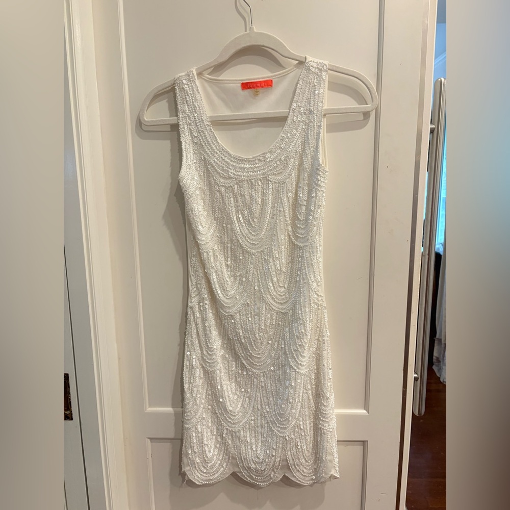 Lulumari White Beaded Mini Dress Size small